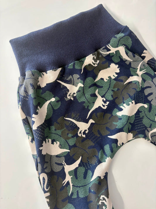 Navy & Green Dino Harems (0-3m)