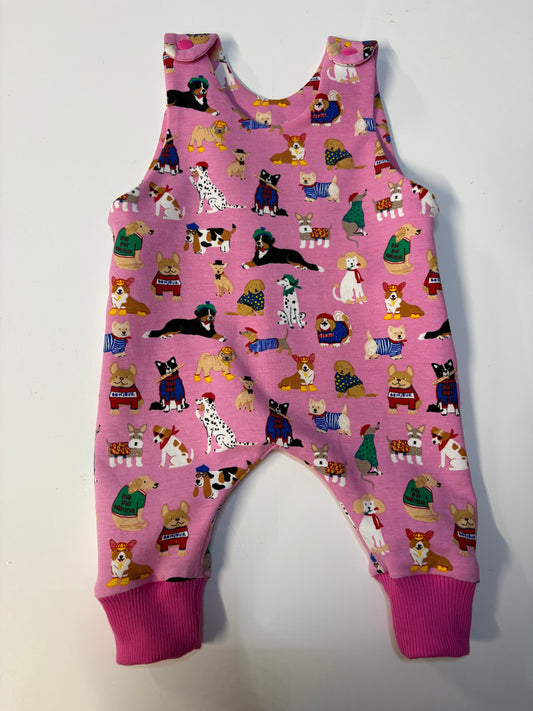 Pink French Dogs Romper (0-3m)
