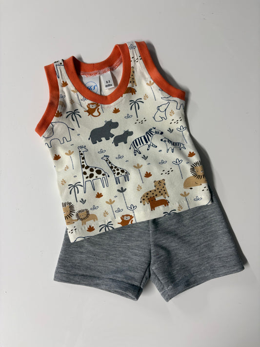 Vest & Shorts Set in Cream Safari (0-3m)