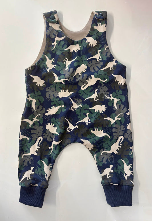 Navy & Green Dino Romper (3-6m)