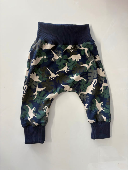 Navy & Green Dino Harems (0-3m)