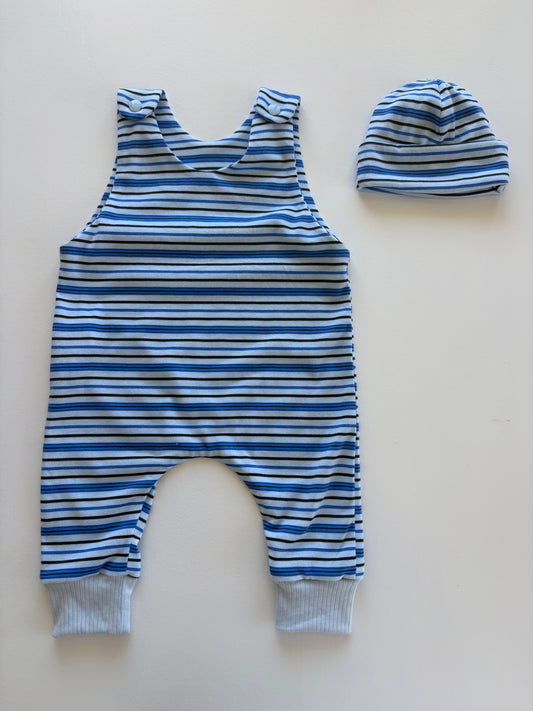 Blue Striped Romper & Beanie Set (3-6m)