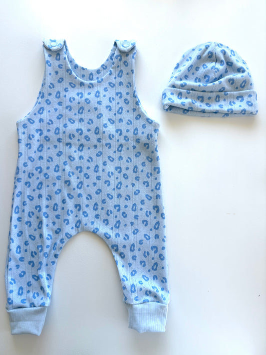 Blue Leopard Print Romper & Beanie Set (6-9m)